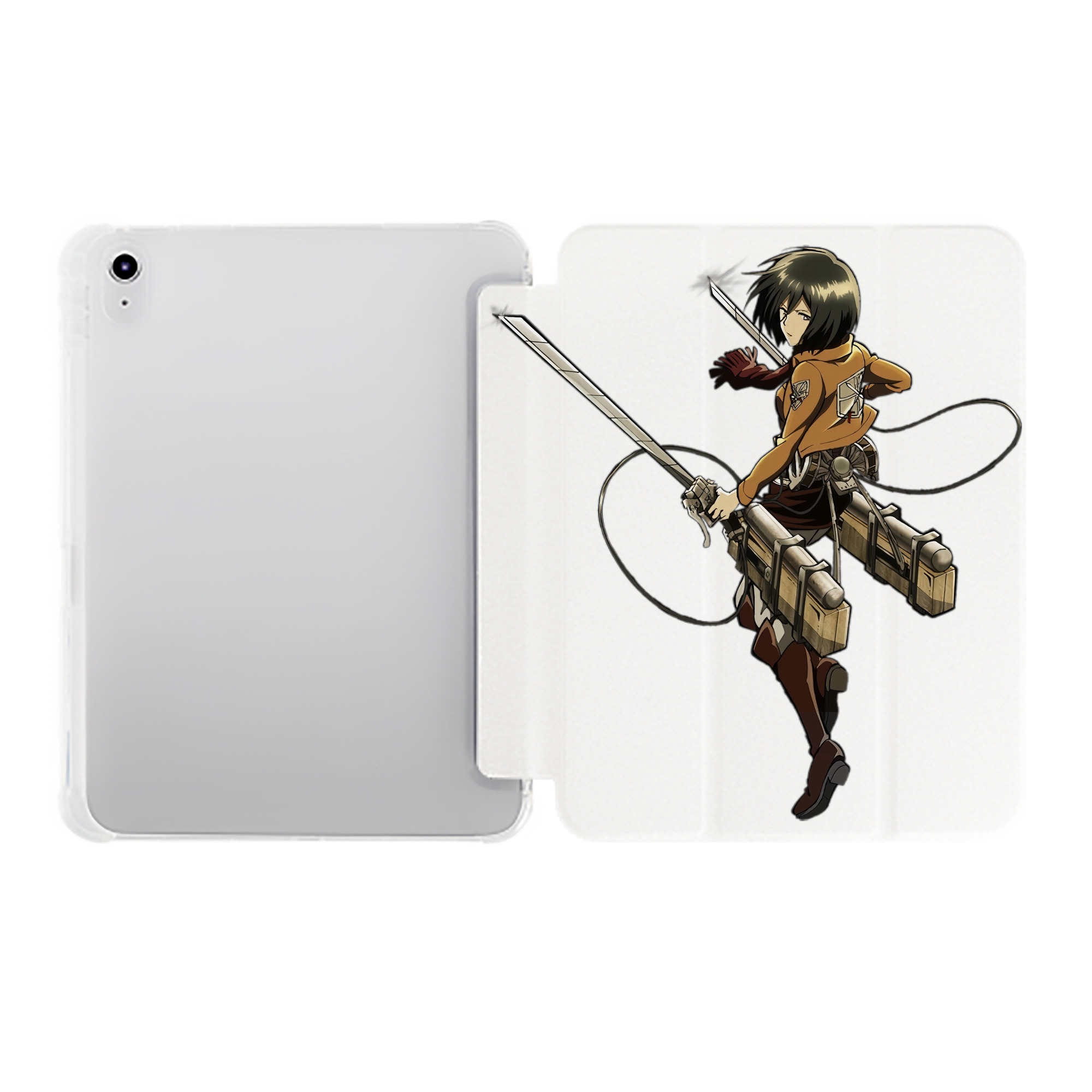 （画像用） 進撃の巨人 ミカサ·アッカーマン Attack on Titan Mikasa Ackerman IPad ケース ペン収納付き 三つ折りスタンド PUレザー×シリコン 対応機種9.5/10.5/10.9インチ